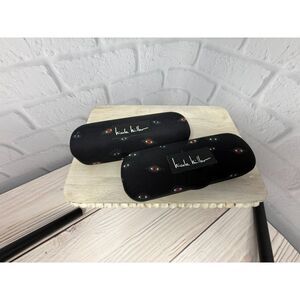 Set of 2: Nicole Miller Hard Clamshell Eye Glass Cases BlackPink Interior